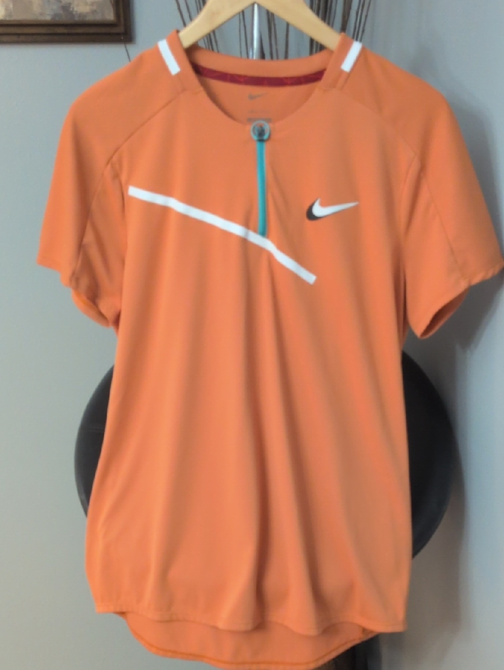 Nike Men's Court Slam Dri-Fit Slim Fit Orange Short-Sleeve Athletic Top